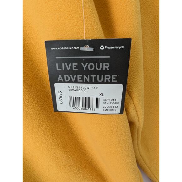 Eddie Bauer Mens Fast Fleece 100 1/4-Zip Pullover Sweater Size XL Marigold‎ New - Picture 5 of 10